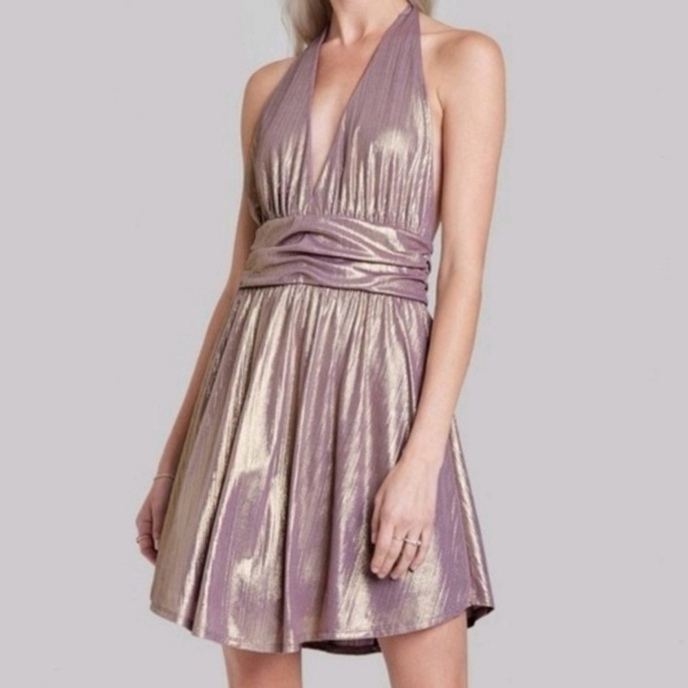 Wild Fable Shimmering Lavender & Gold Halter Dress
